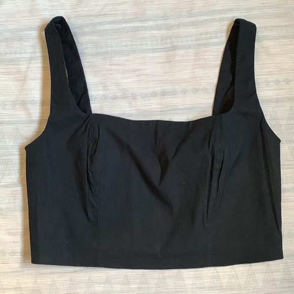 NWT Maeve (Anthropologie) black square neck cropped tank - Picture 5 of 10